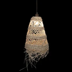 Lampa boho wisząca z plecionki ze słomy LAHYS, Ø 28 cm