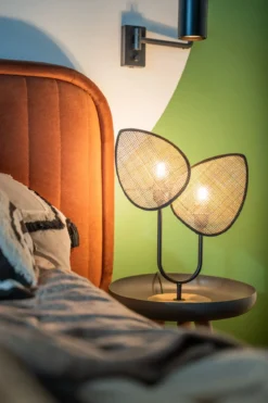 Lampa dekoracyjna OLME, rattanowa plecionka, wys. 44 cm