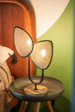 Lampa dekoracyjna OLME, rattanowa plecionka, wys. 44 cm
