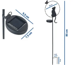 Lampa ogrodowa LED, kot, zasilana energią słoneczną, 85 cm