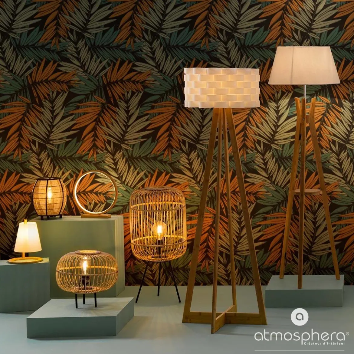 Lampa podłogowa bambusowa, wys. 150 cm