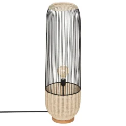 Lampa podłogowa boho Anea, rattan i metal, wys. 95 cm
