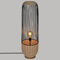 Lampa podłogowa boho Anea, rattan i metal, wys. 95 cm