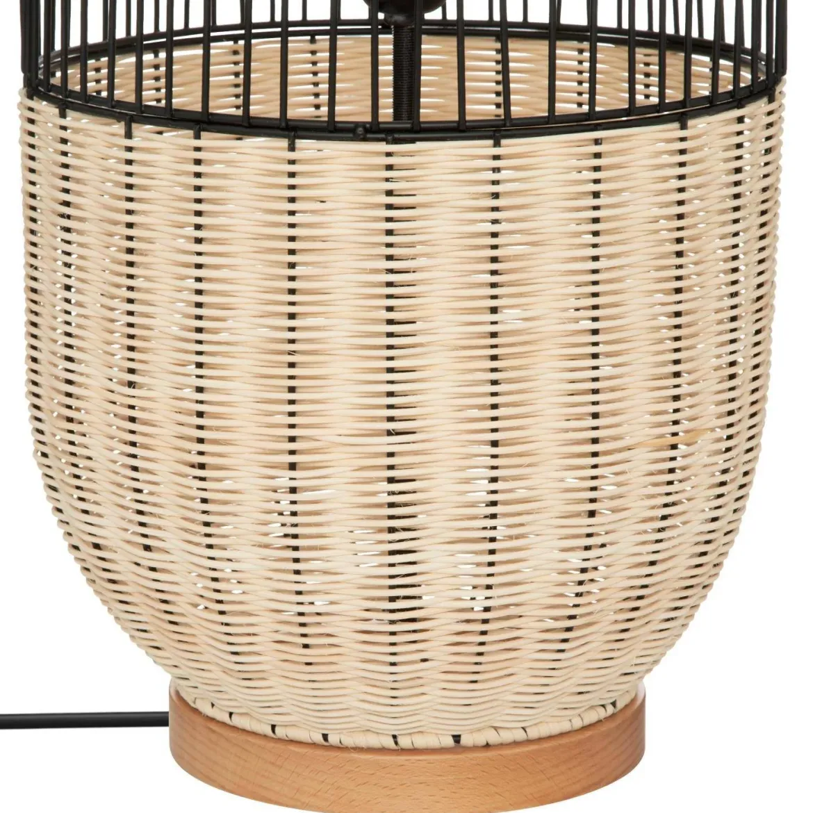 Lampa podłogowa boho Anea, rattan i metal, wys. 95 cm