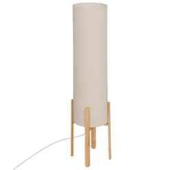 Lampa podłogowa tekstylny klosz RAFA drewniane nogi, Ø 24 x 107 cm