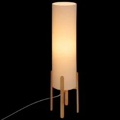 Lampa podłogowa tekstylny klosz RAFA drewniane nogi, Ø 24 x 107 cm