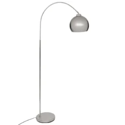 Lampa podłogowa łukowa FLORIS, metalowa, srebrna, 177 cm