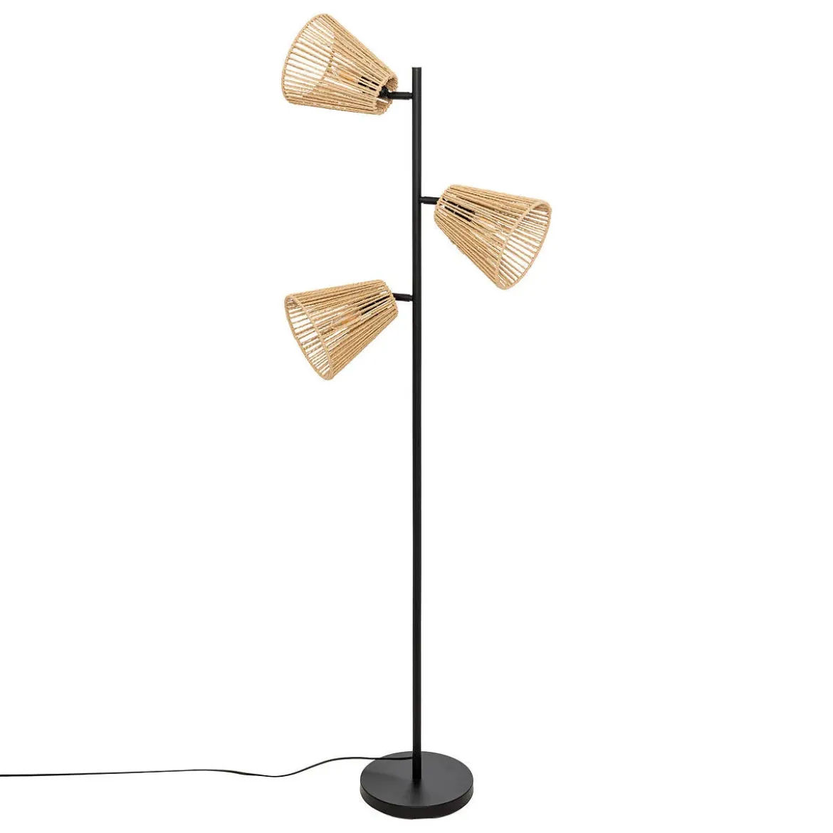 Lampa stojąca boho GIADA, 3 obrotowe klosze, 150 cm