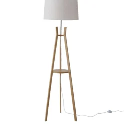 Lampa stojąca do salonu AVAL, klosz z materiału imitującego len, 153 cm