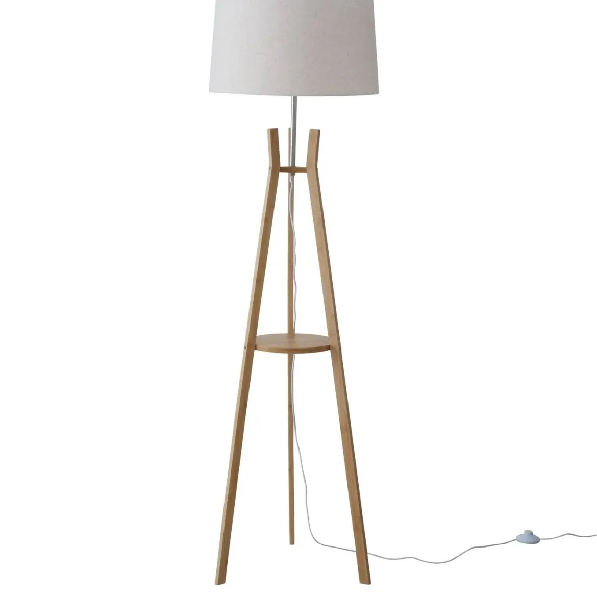 Lampa stojąca do salonu AVAL, klosz z materiału imitującego len, 153 cm