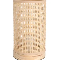 Lampa stołowa bambus, tuba, podstawa z drewna sosnowego, 13 x 23 cm