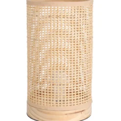 Lampa stołowa bambus, tuba, podstawa z drewna sosnowego, 13 x 23 cm