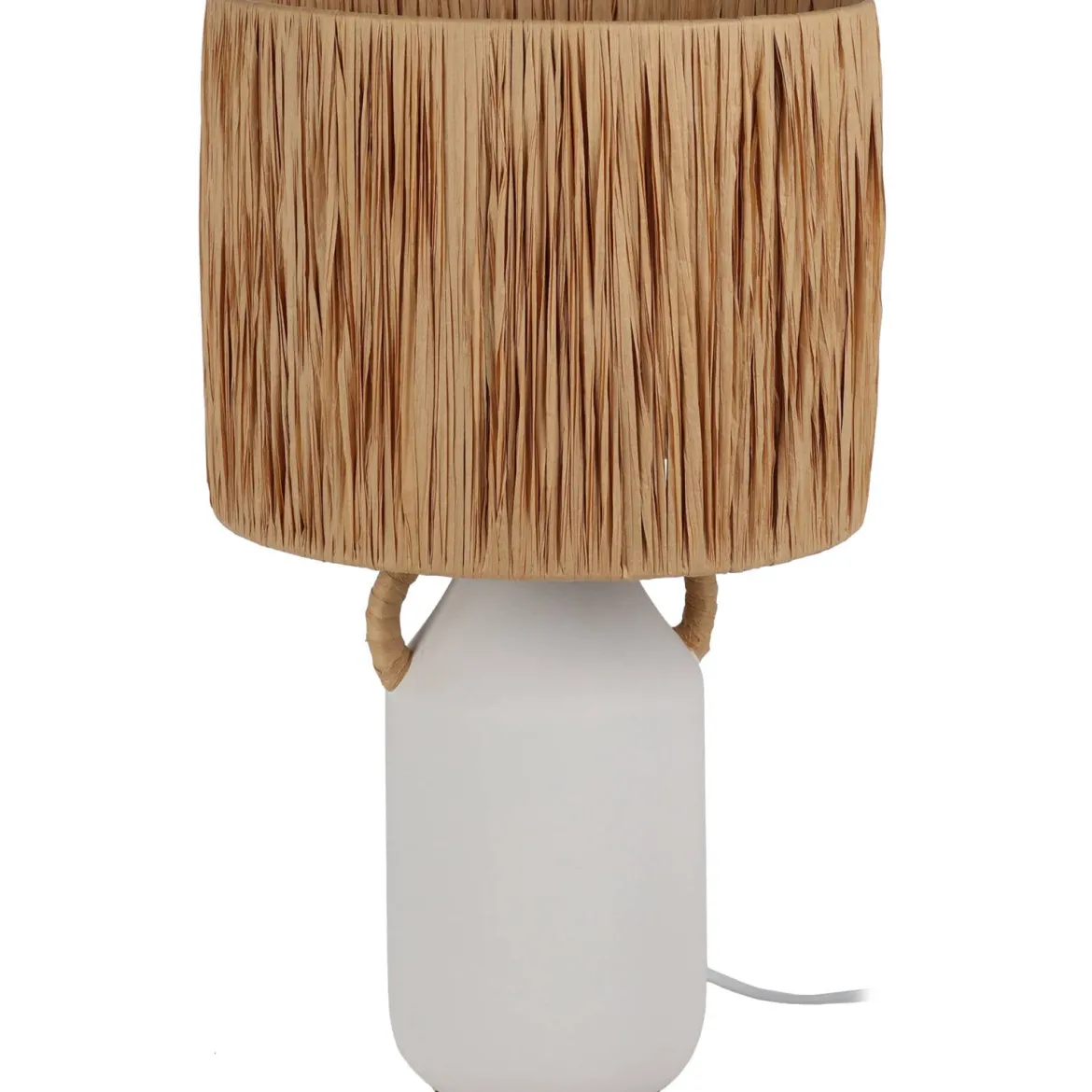 Lampa stołowa ceramiczna z kloszem z plecionki Ø 24 x 42 cm