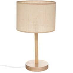 Lampa stołowa DELLA, drewniana podstawa, 42 cm