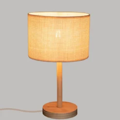 Lampa stołowa DELLA, drewniana podstawa, 42 cm
