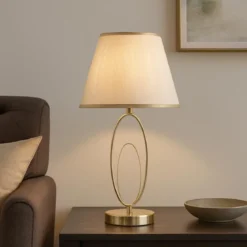 Lampa stołowa GLAM FLUSH, metalowa, złota, Ø 24x47 cm