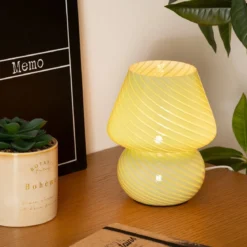 Lampa stołowa grzybek CARA, szklana, Ø 15 cm
