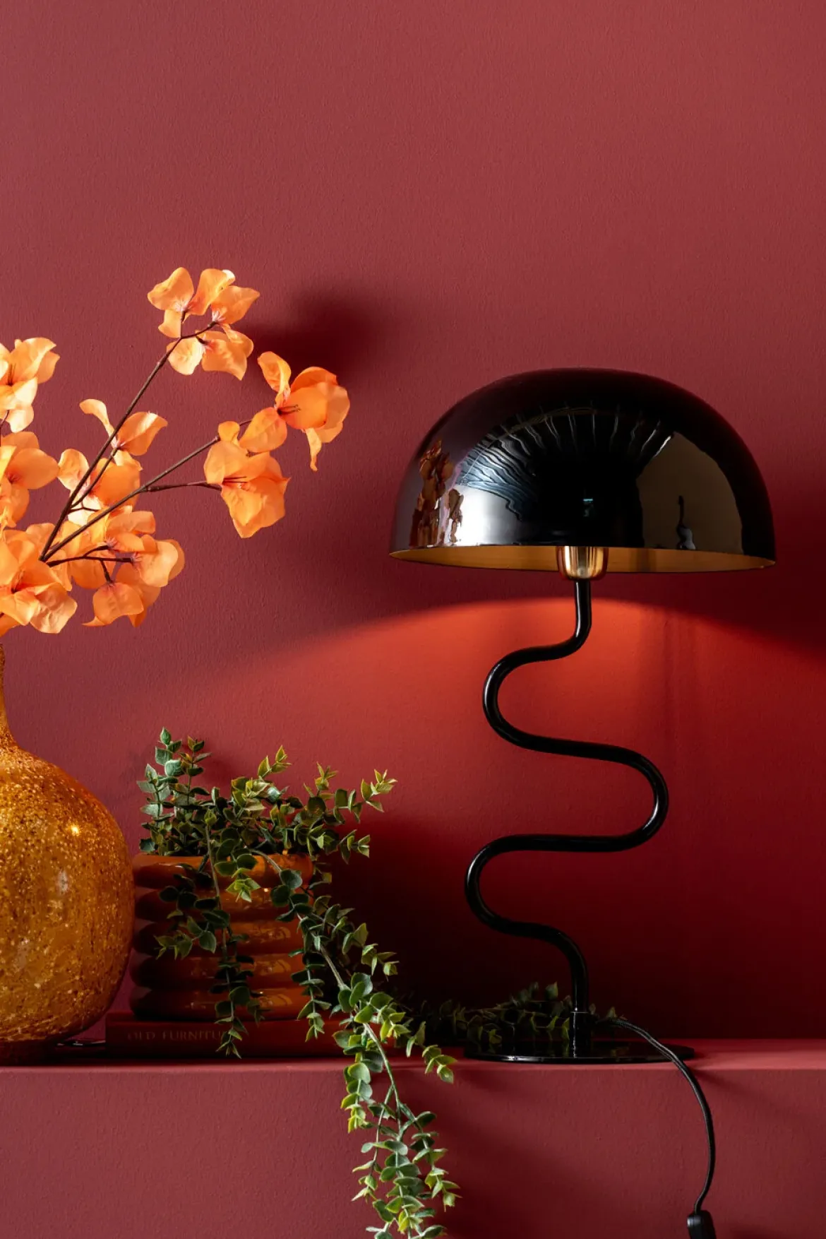 Lampa stołowa grzybek TWIST, metalowa, wys. 54 cm
