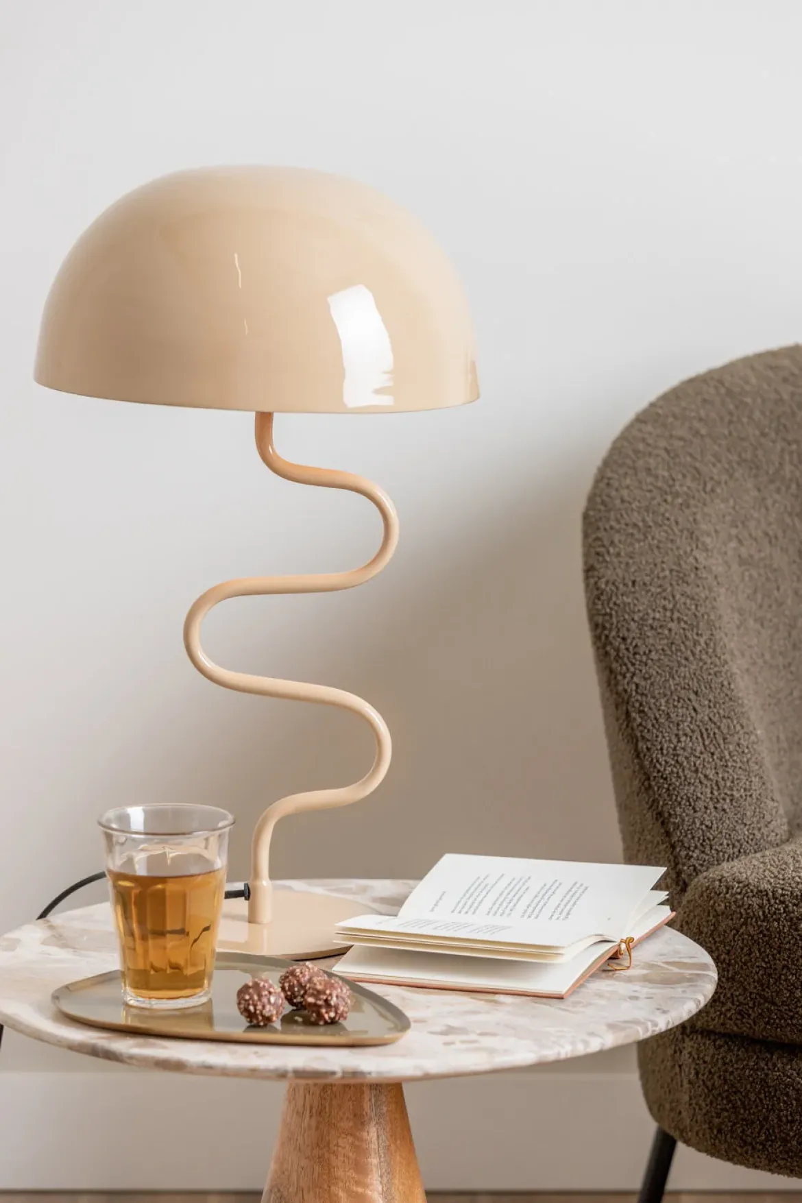 Lampa stołowa grzybek TWIST, metalowa, wys. 54 cm
