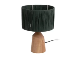 Lampa stołowa TRAPEZE z drewnianą podstawą, Ø 25 cm