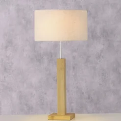 Lampa stołowa z bambusową bazą BENITO, 57 cm