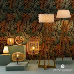 Lampa stołowa z bambusową podstawką