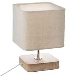 Lampa stołowa z kwadratowym abażurem, 24 cm