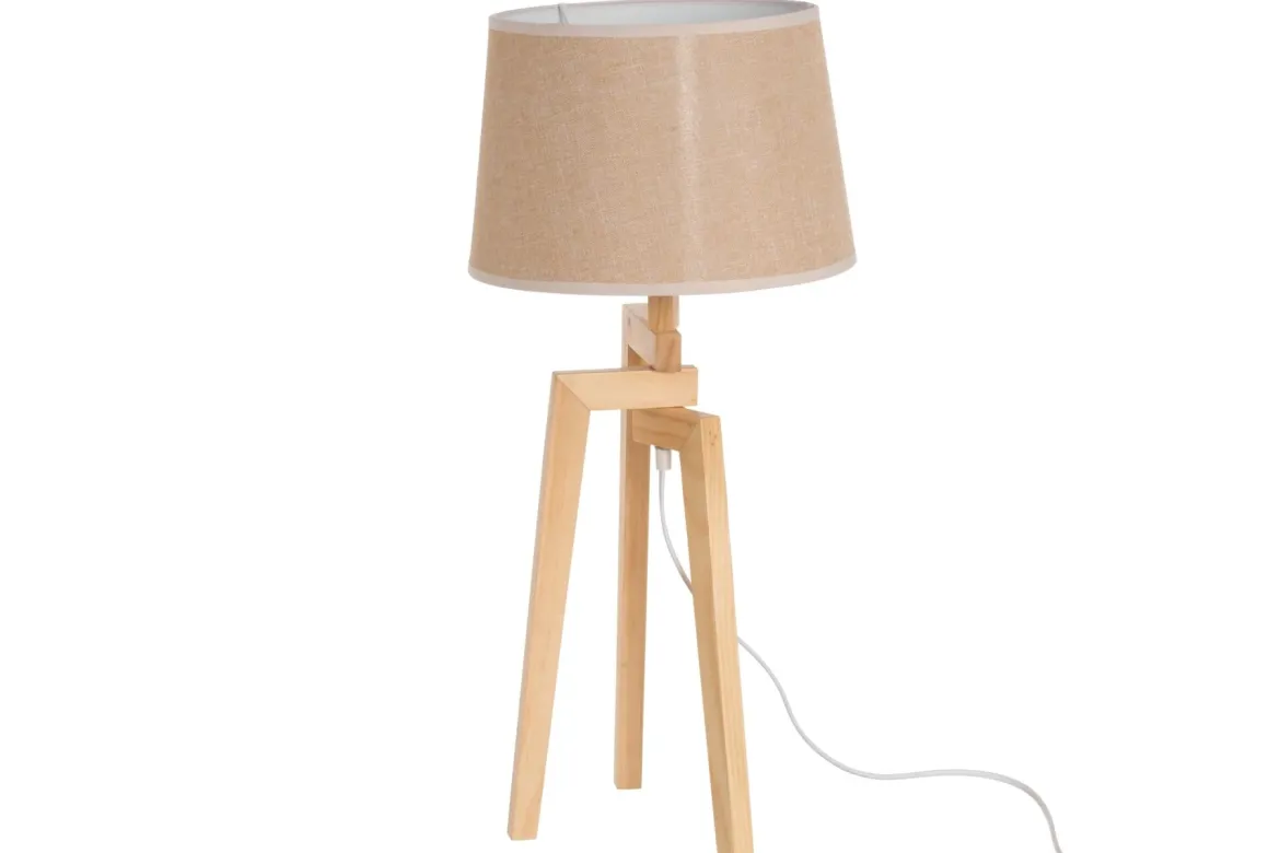 Lampa stołowa z lnianym abażurem, 66 cm