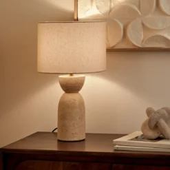 Lampa stołowa z trawertynową podstawą ERIN, Ø 28 x 47,5 cm