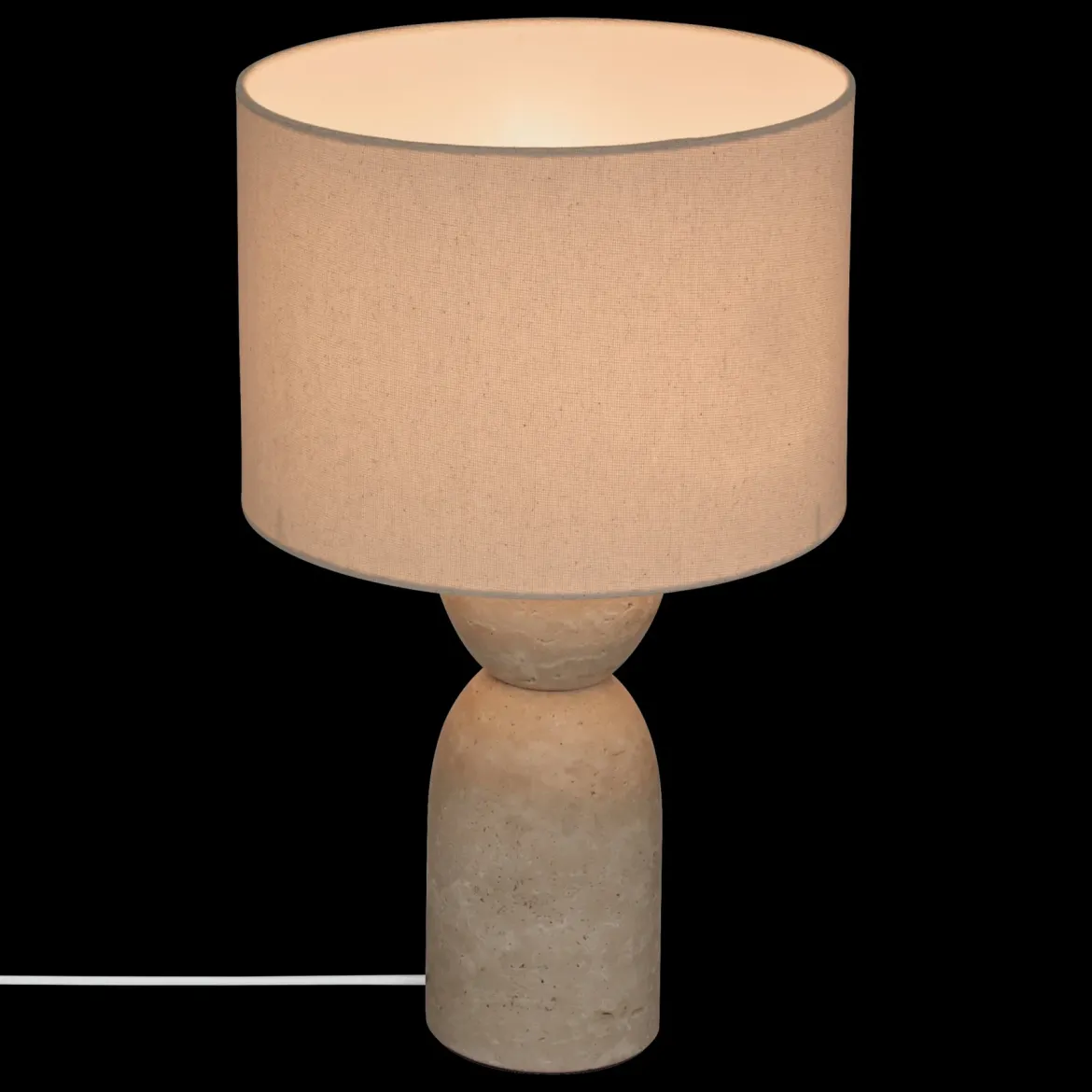 Lampa stołowa z trawertynową podstawą ERIN, Ø 28 x 47,5 cm