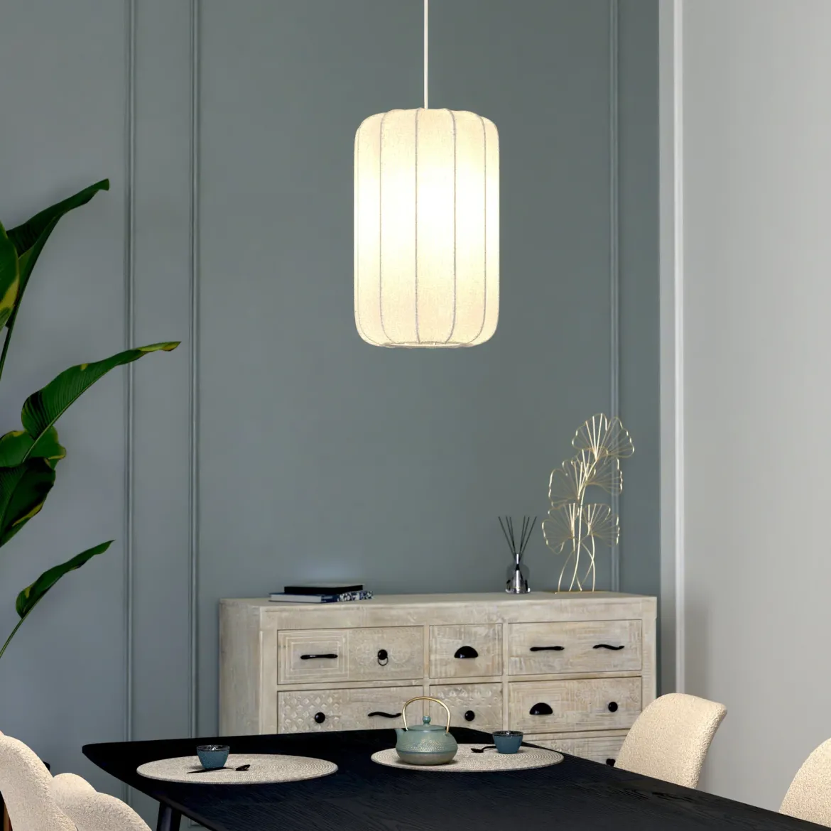 Lampa sufitowa TOBIE z bawełnianym kloszem, Ø 25 cm