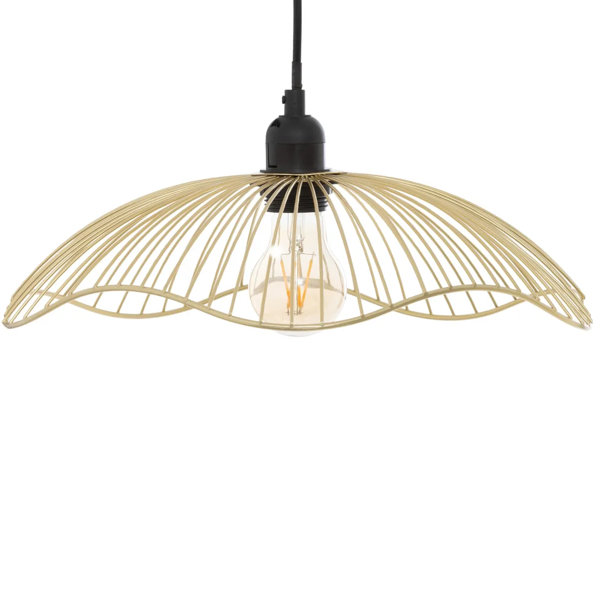 Lampa wisząca GALT Ø 34 cm z drucianym kloszem