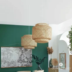 Lampa wisząca LIBY z ażurowym kloszem z bambusa, Ø 40 cm