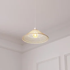 Lampa wisząca stożek MAHE, Ø 36 cm, naturalny bambus