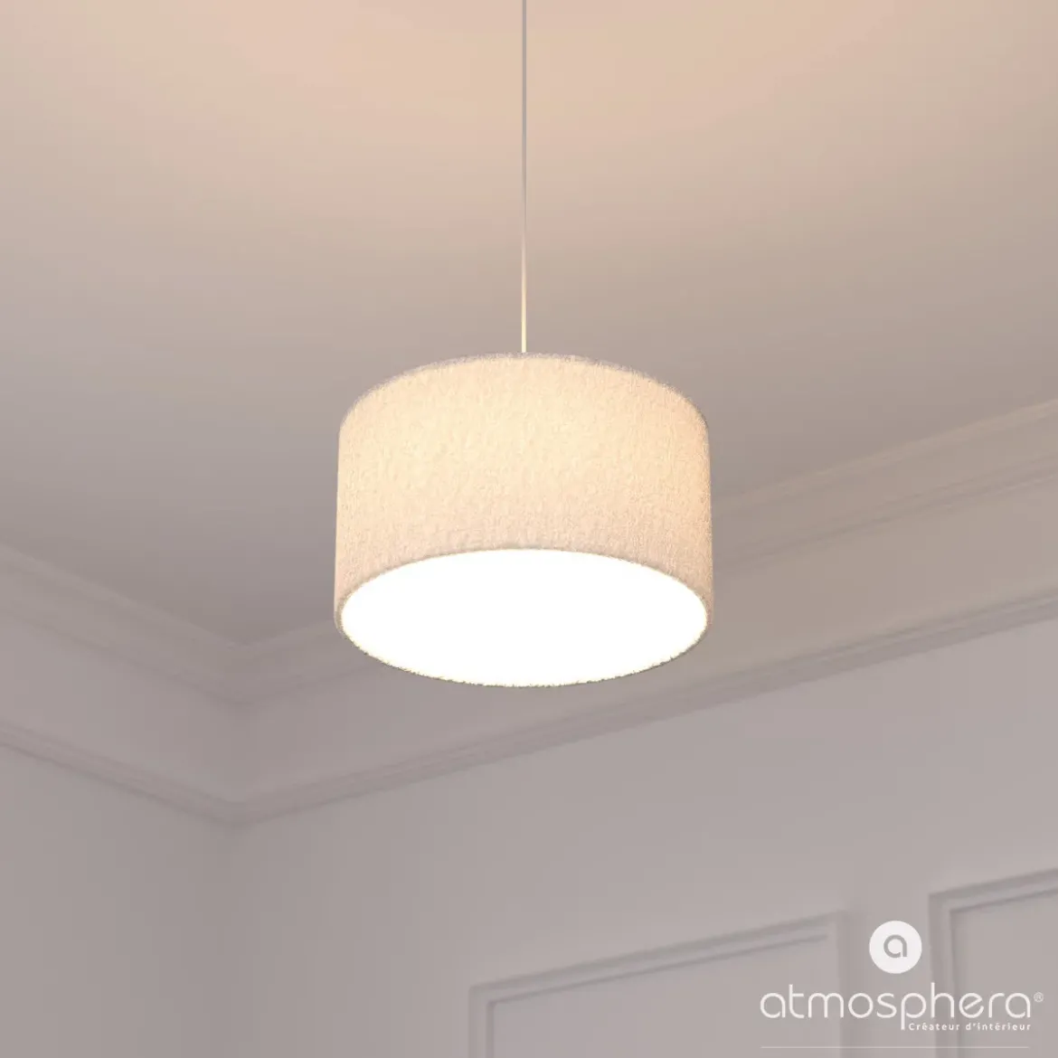 Lampa wisząca TINA, abażur bouclé, Ø 37 cm
