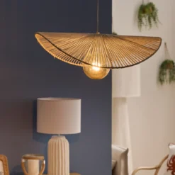 Lampa wisząca z bawełny ADELIA, 58 x 56 x 100 cm, biały