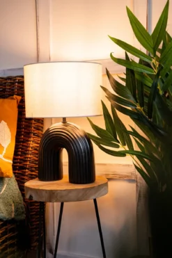 Lampa z abażurem Eidel i z ceramiczną podstawą, 40,5 cm