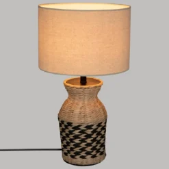 Lampa z abażurem Hiacynt, podstawa z plecionki, 49 cm