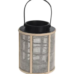 Lampion bambusowy z metalowym korpusem, Ø 17 x 22 cm