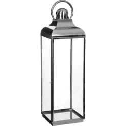 Lampion dekoracyjny szklany INOX, 3 sztuki w komplecie
