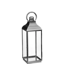 Lampion dekoracyjny szklany INOX, 3 sztuki w komplecie
