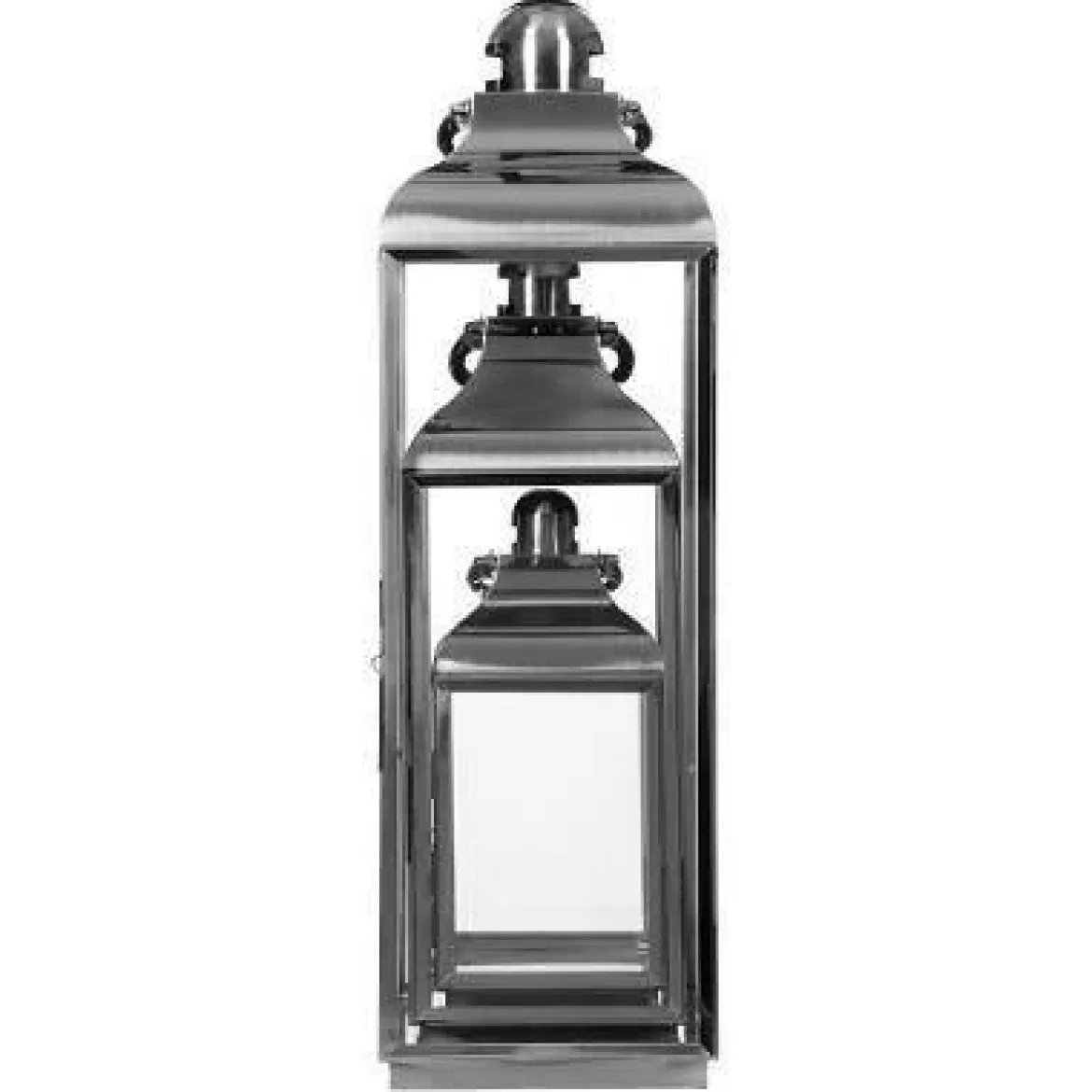 Lampion dekoracyjny szklany INOX, 3 sztuki w komplecie