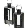 Lampion metalowy czarny MINIMAL, 2 latarenki