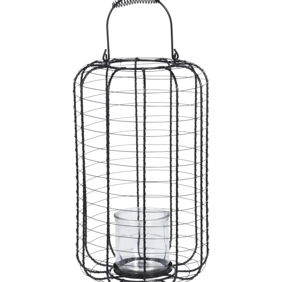 Lampion metalowy ze szklanym świecznikiem, Ø 23,5 cm