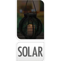Lampion solarny, czarna kula, Ø 21 cm