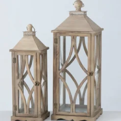 Lampiony drewniane KAROL, duże, 2 sztuki