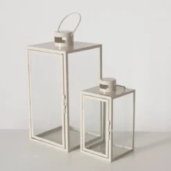 Lampiony metalowe ARANIA, beżowe, 2 sztuki