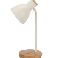 Lampka na biurko w skandynawskim stylu, drewniana podstawa, 14 x 36 cm