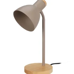 Lampka na biurko w skandynawskim stylu, drewniana podstawa, 14 x 36 cm
