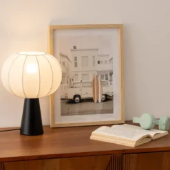 Lampka nocna TOBIE z bawełnianym abażurem, Ø 25 cm
